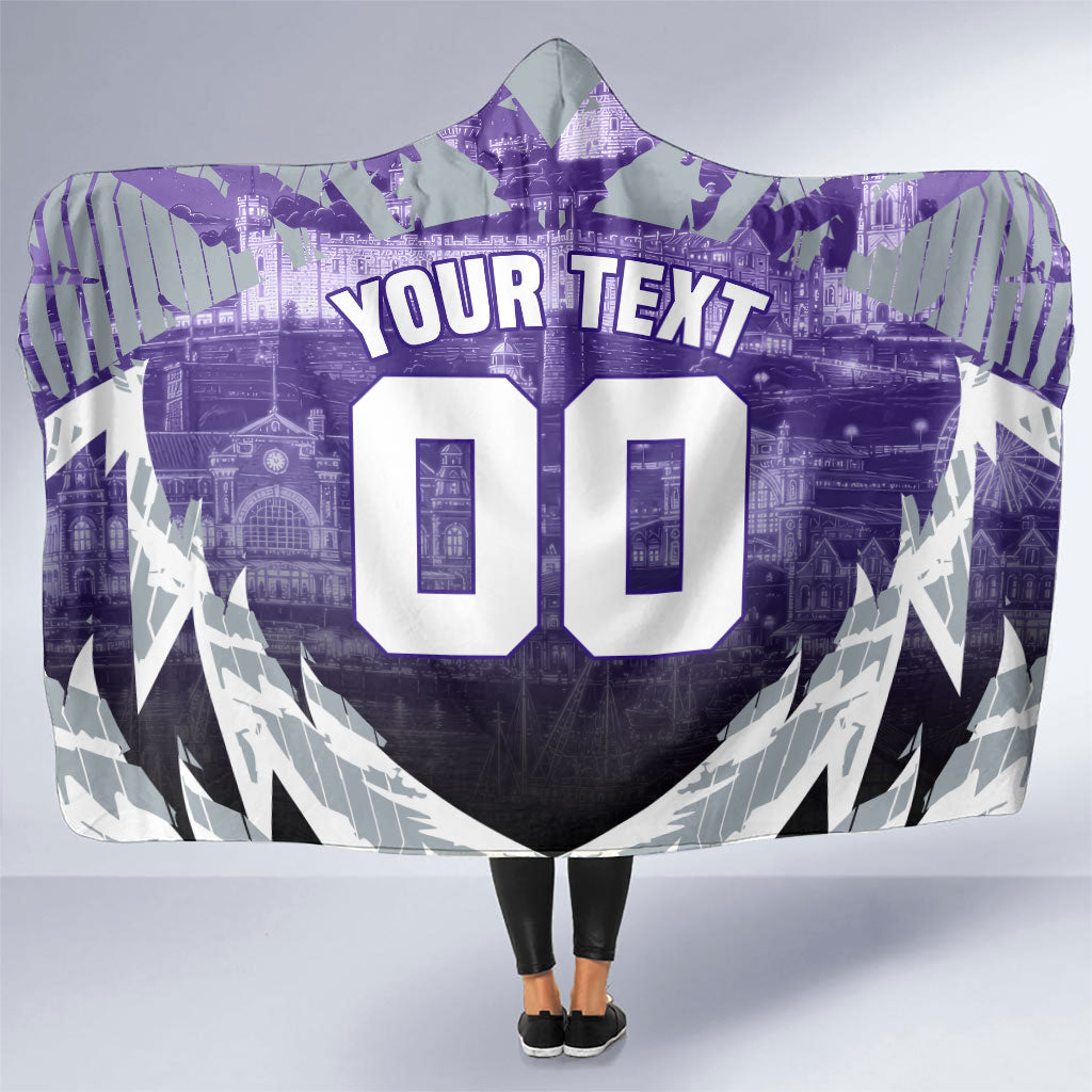 Personalised Fremantle Dockers Football Hooded Blanket Anime Warrior Manga Style Lightning Bolt Cityscape