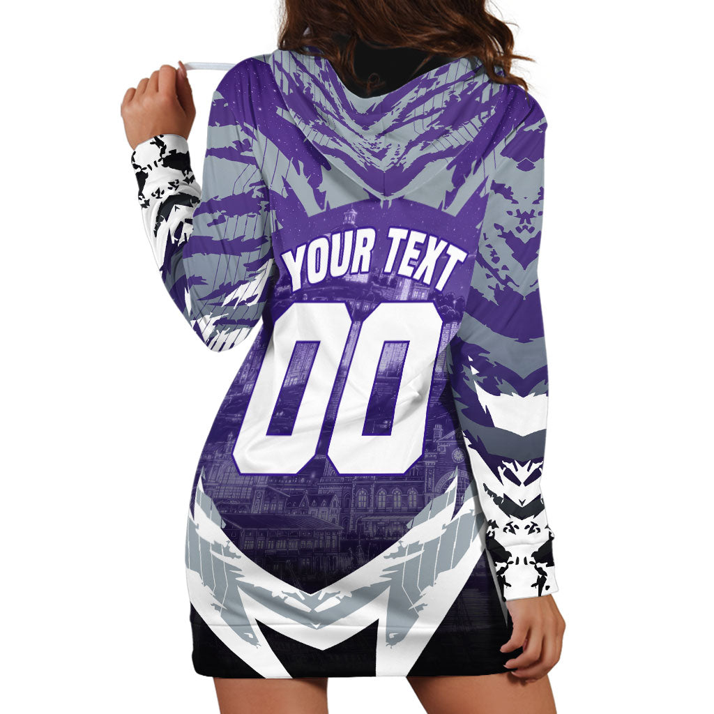 Personalised Fremantle Dockers Football Hoodie Dress Anime Warrior Manga Style Lightning Bolt Cityscape