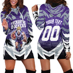 Personalised Fremantle Dockers Football Hoodie Dress Anime Warrior Manga Style Lightning Bolt Cityscape