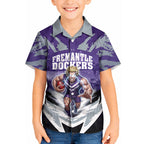 Personalised Fremantle Dockers Football Kid Hawaiian Shirt Anime Warrior Manga Style Lightning Bolt Cityscape