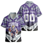 Personalised Fremantle Dockers Football Kid Hawaiian Shirt Anime Warrior Manga Style Lightning Bolt Cityscape
