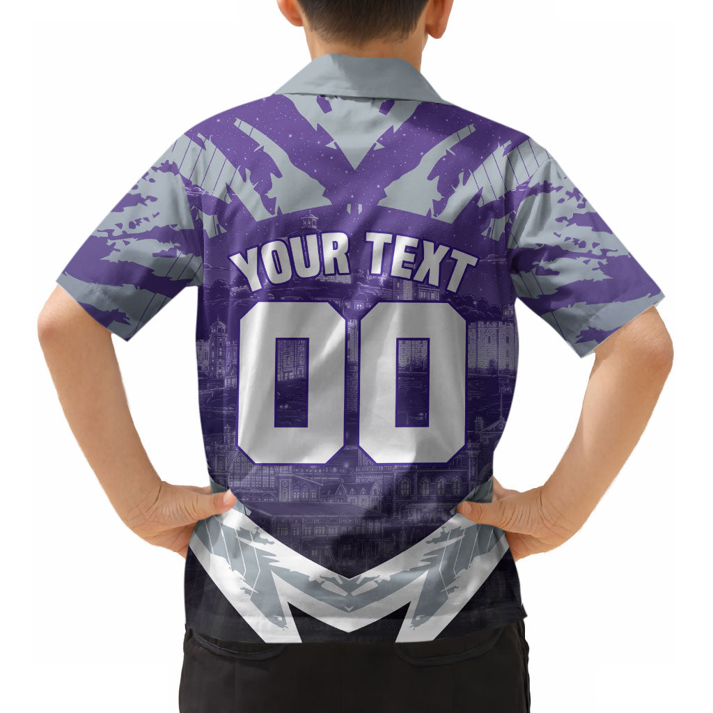 Personalised Fremantle Dockers Football Kid Hawaiian Shirt Anime Warrior Manga Style Lightning Bolt Cityscape
