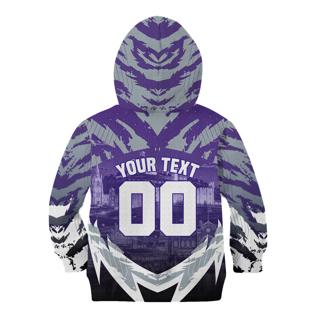 Personalised Fremantle Dockers Football Kid Hoodie Anime Warrior Manga Style Lightning Bolt Cityscape