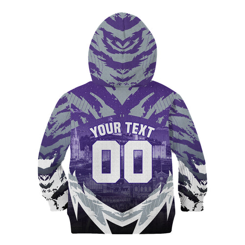 Personalised Fremantle Dockers Football Kid Hoodie Anime Warrior Manga Style Lightning Bolt Cityscape