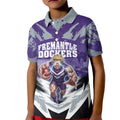 Personalised Fremantle Dockers Football Kid Polo Shirt Anime Warrior Manga Style Lightning Bolt Cityscape