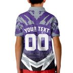 Personalised Fremantle Dockers Football Kid Polo Shirt Anime Warrior Manga Style Lightning Bolt Cityscape