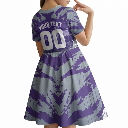 Personalised Fremantle Dockers Football Kid Short Sleeve Dress Anime Warrior Manga Style Lightning Bolt Cityscape