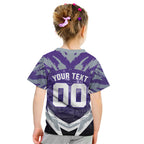 Personalised Fremantle Dockers Football Kid T Shirt Anime Warrior Manga Style Lightning Bolt Cityscape