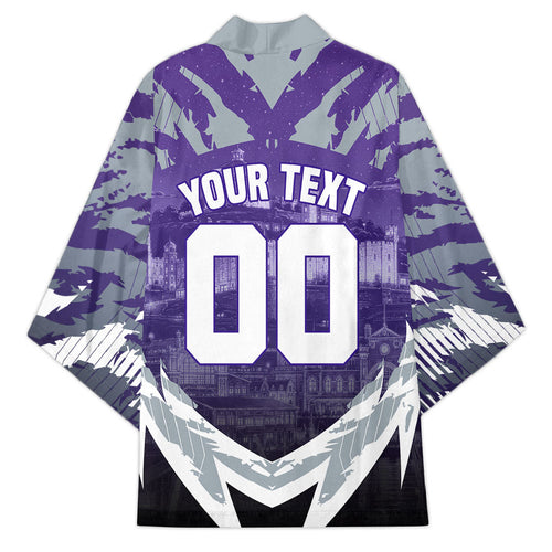 Personalised Fremantle Dockers Football Kimono Anime Warrior Manga Style Lightning Bolt Cityscape