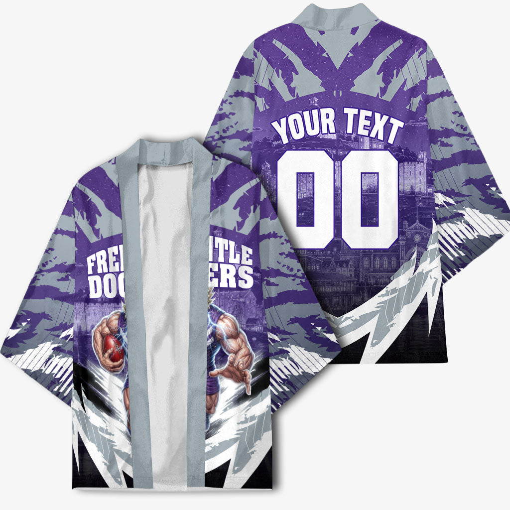 Personalised Fremantle Dockers Football Kimono Anime Warrior Manga Style Lightning Bolt Cityscape