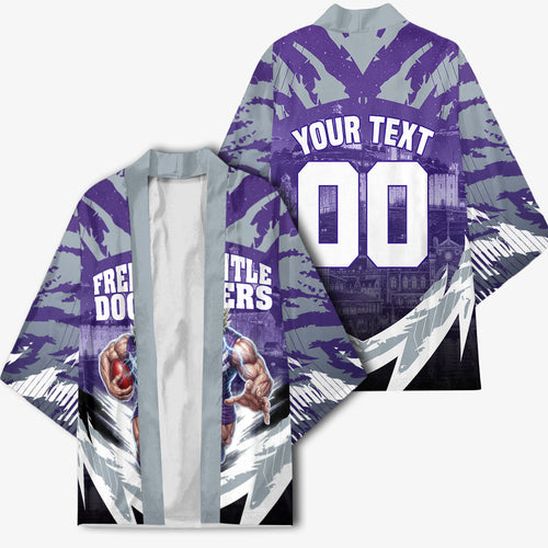 Personalised Fremantle Dockers Football Kimono Anime Warrior Manga Style Lightning Bolt Cityscape