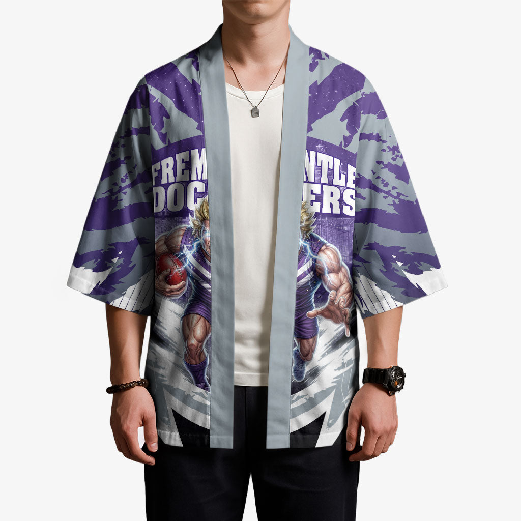 Personalised Fremantle Dockers Football Kimono Anime Warrior Manga Style Lightning Bolt Cityscape