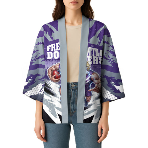 Personalised Fremantle Dockers Football Kimono Anime Warrior Manga Style Lightning Bolt Cityscape