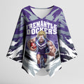 Personalised Fremantle Dockers Football Kimono Sleeve Blouse Anime Warrior Manga Style Lightning Bolt Cityscape