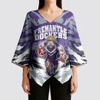 Personalised Fremantle Dockers Football Kimono Sleeve Blouse Anime Warrior Manga Style Lightning Bolt Cityscape