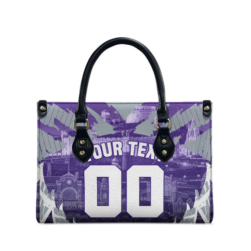 Personalised Fremantle Dockers Football Leather Bag Anime Warrior Manga Style Lightning Bolt Cityscape