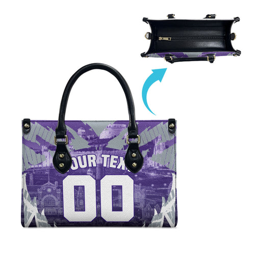 Personalised Fremantle Dockers Football Leather Bag Anime Warrior Manga Style Lightning Bolt Cityscape