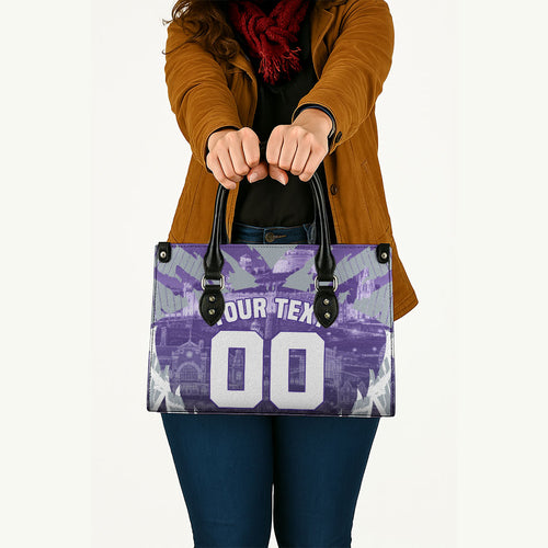 Personalised Fremantle Dockers Football Leather Bag Anime Warrior Manga Style Lightning Bolt Cityscape