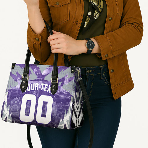 Personalised Fremantle Dockers Football Leather Bag Anime Warrior Manga Style Lightning Bolt Cityscape