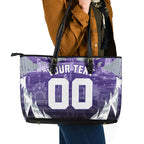 Personalised Fremantle Dockers Football Leather Tote Bag Anime Warrior Manga Style Lightning Bolt Cityscape