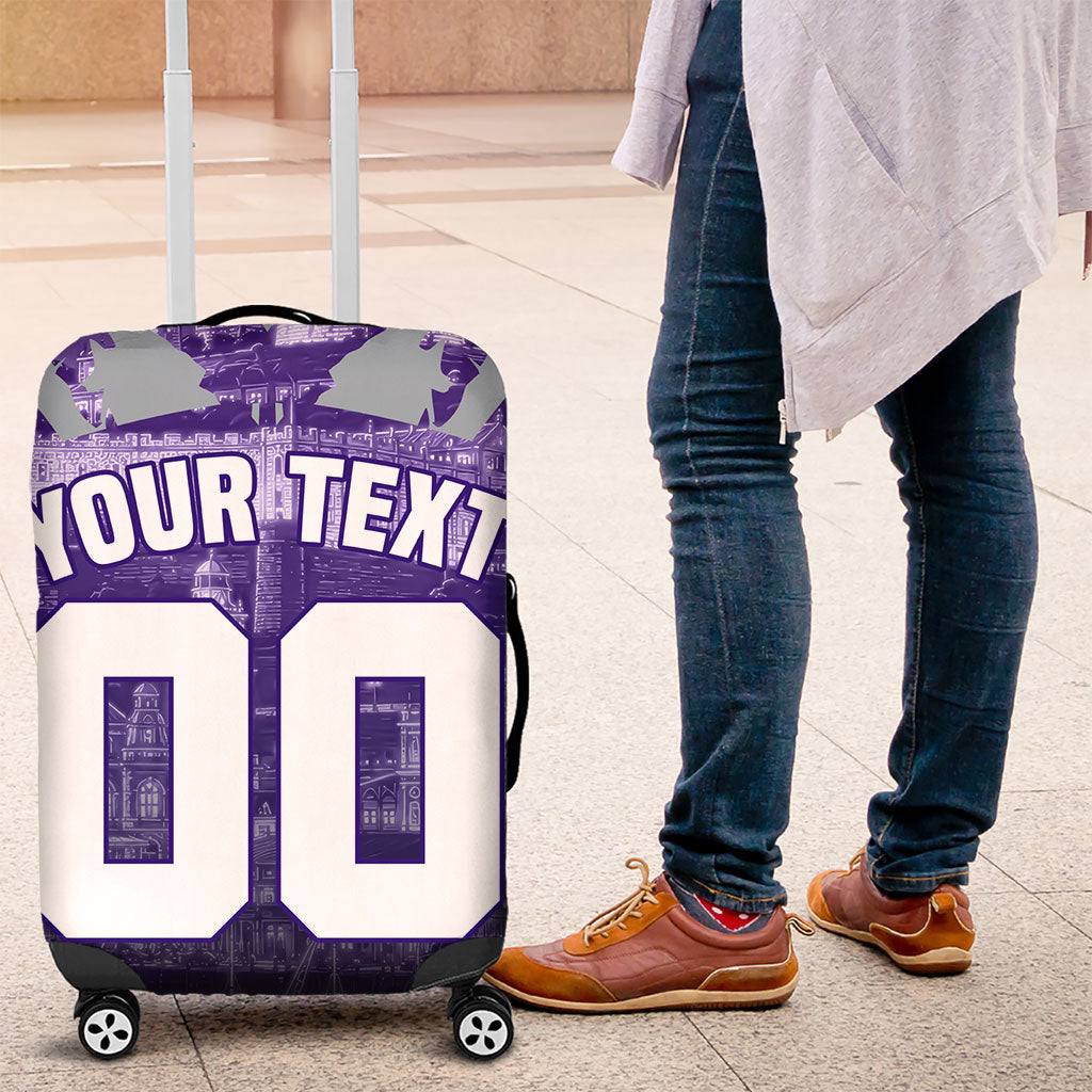 Personalised Fremantle Dockers Football Luggage Cover Anime Warrior Manga Style Lightning Bolt Cityscape