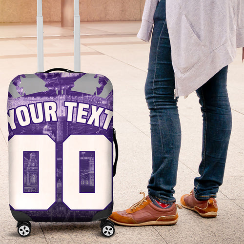 Personalised Fremantle Dockers Football Luggage Cover Anime Warrior Manga Style Lightning Bolt Cityscape