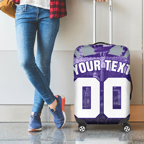 Personalised Fremantle Dockers Football Luggage Cover Anime Warrior Manga Style Lightning Bolt Cityscape