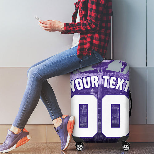 Personalised Fremantle Dockers Football Luggage Cover Anime Warrior Manga Style Lightning Bolt Cityscape