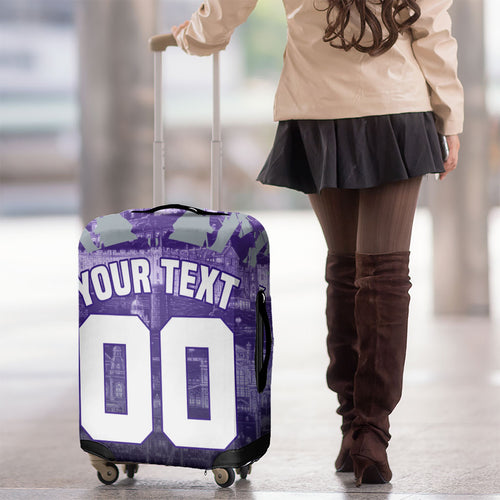 Personalised Fremantle Dockers Football Luggage Cover Anime Warrior Manga Style Lightning Bolt Cityscape