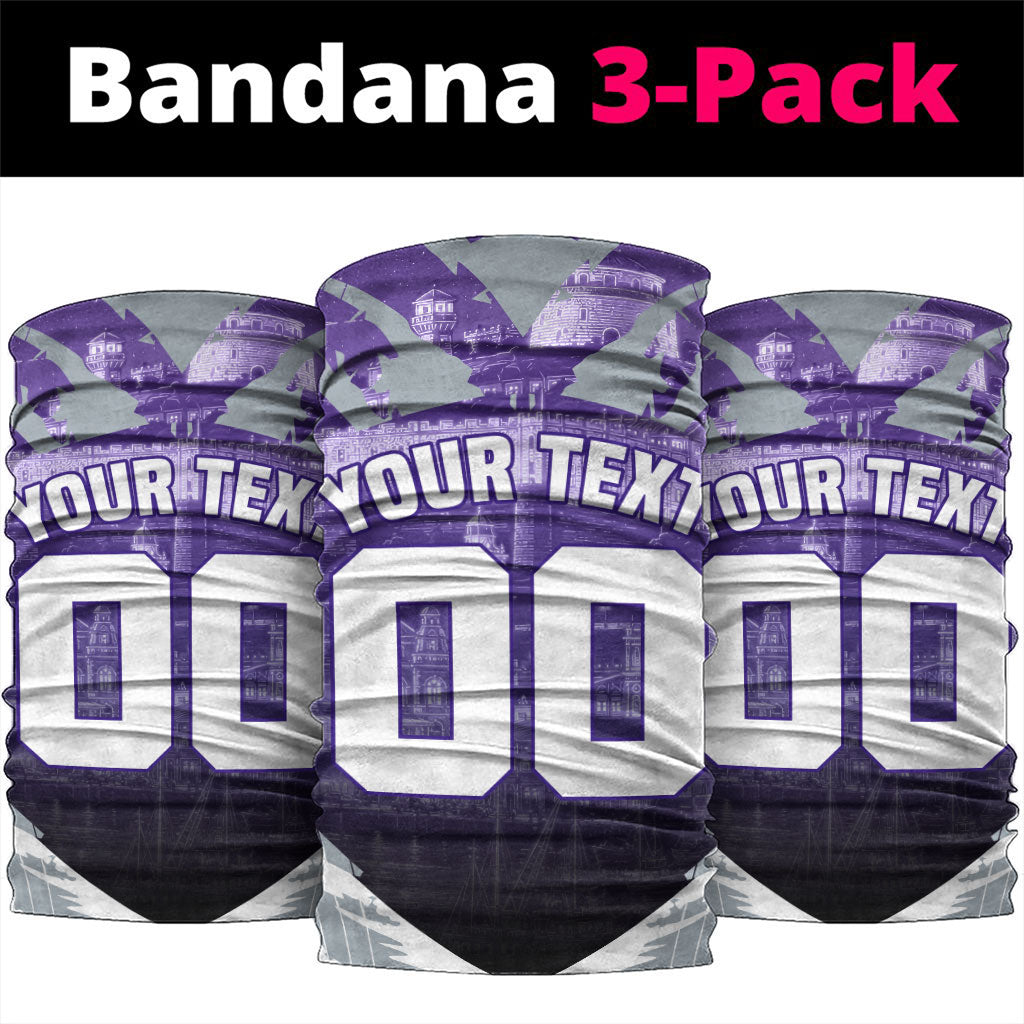 Personalised Fremantle Dockers Football Neck Gaiter Anime Warrior Manga Style Lightning Bolt Cityscape