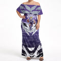 Personalised Fremantle Dockers Football Off Shoulder Maxi Dress Anime Warrior Manga Style Lightning Bolt Cityscape