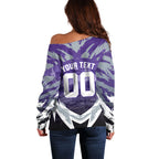 Personalised Fremantle Dockers Football Off Shoulder Sweater Anime Warrior Manga Style Lightning Bolt Cityscape