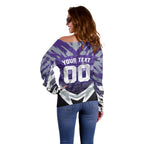 Personalised Fremantle Dockers Football Off Shoulder Sweater Anime Warrior Manga Style Lightning Bolt Cityscape