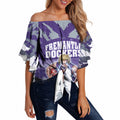 Personalised Fremantle Dockers Football Off Shoulder Wrap Waist Top Anime Warrior Manga Style Lightning Bolt Cityscape