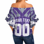 Personalised Fremantle Dockers Football Off Shoulder Wrap Waist Top Anime Warrior Manga Style Lightning Bolt Cityscape