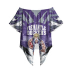 Personalised Fremantle Dockers Football Off Shoulder Wrap Waist Top Anime Warrior Manga Style Lightning Bolt Cityscape