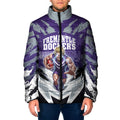 Personalised Fremantle Dockers Football Padded Jacket Anime Warrior Manga Style Lightning Bolt Cityscape
