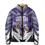 Personalised Fremantle Dockers Football Padded Jacket Anime Warrior Manga Style Lightning Bolt Cityscape