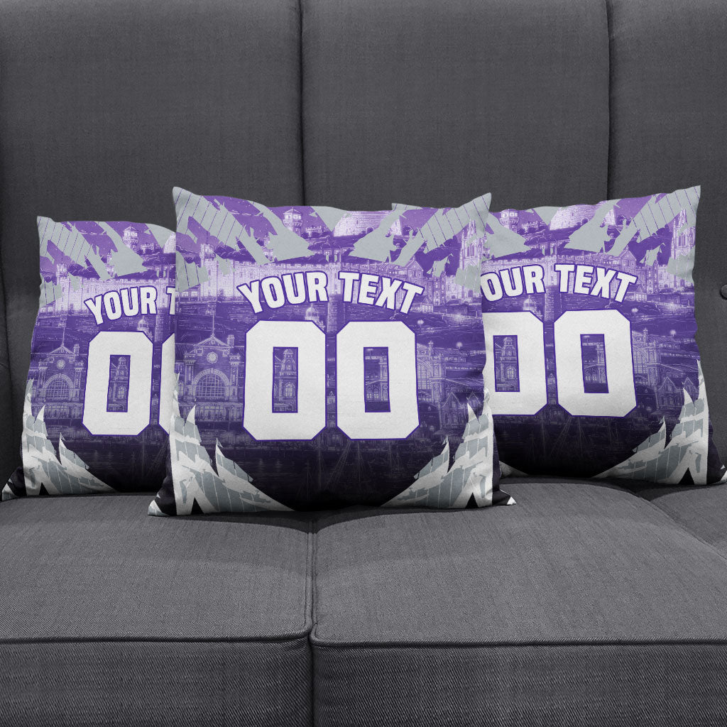 Personalised Fremantle Dockers Football Pillow Cover Anime Warrior Manga Style Lightning Bolt Cityscape
