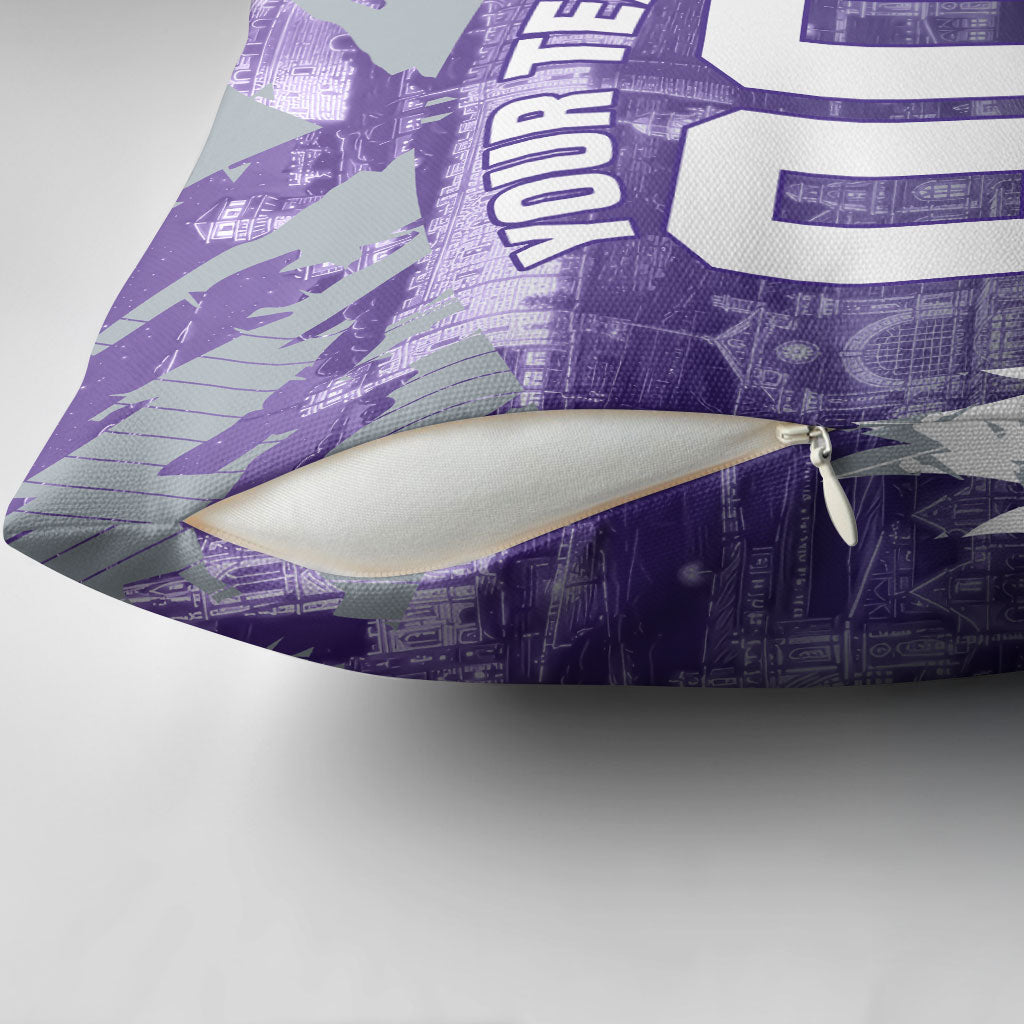 Personalised Fremantle Dockers Football Pillow Cover Anime Warrior Manga Style Lightning Bolt Cityscape