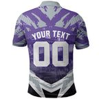 Personalised Fremantle Dockers Football Polo Shirt Anime Warrior Manga Style Lightning Bolt Cityscape