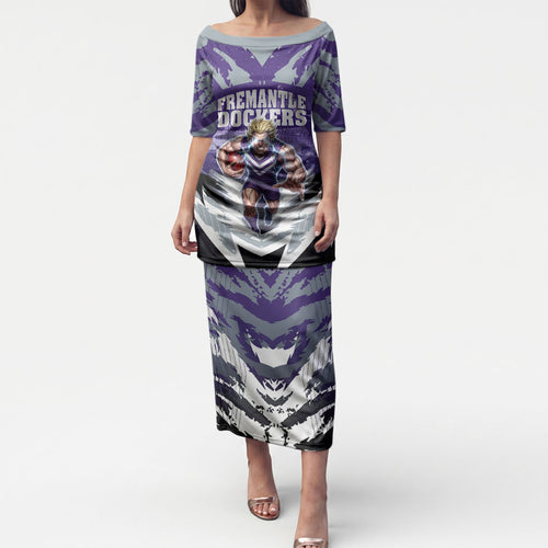 Personalised Fremantle Dockers Football Puletasi Anime Warrior Manga Style Lightning Bolt Cityscape