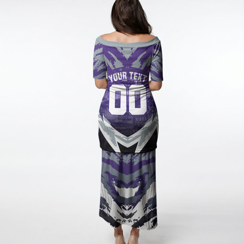 Personalised Fremantle Dockers Football Puletasi Anime Warrior Manga Style Lightning Bolt Cityscape