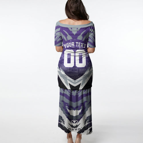 Personalised Fremantle Dockers Football Puletasi Anime Warrior Manga Style Lightning Bolt Cityscape