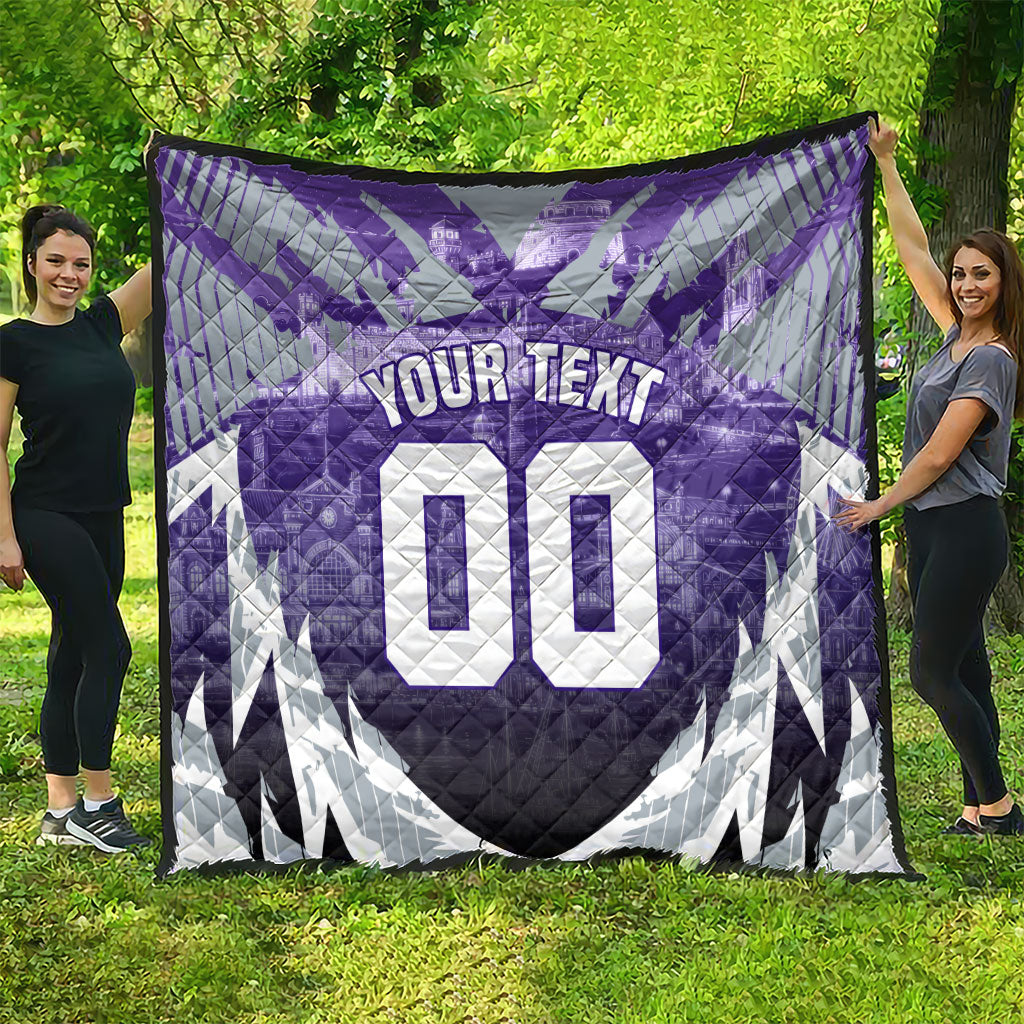 Personalised Fremantle Dockers Football Quilt Anime Warrior Manga Style Lightning Bolt Cityscape
