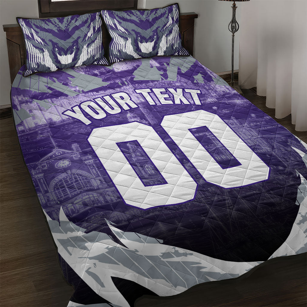 Personalised Fremantle Dockers Football Quilt Bed Set Anime Warrior Manga Style Lightning Bolt Cityscape