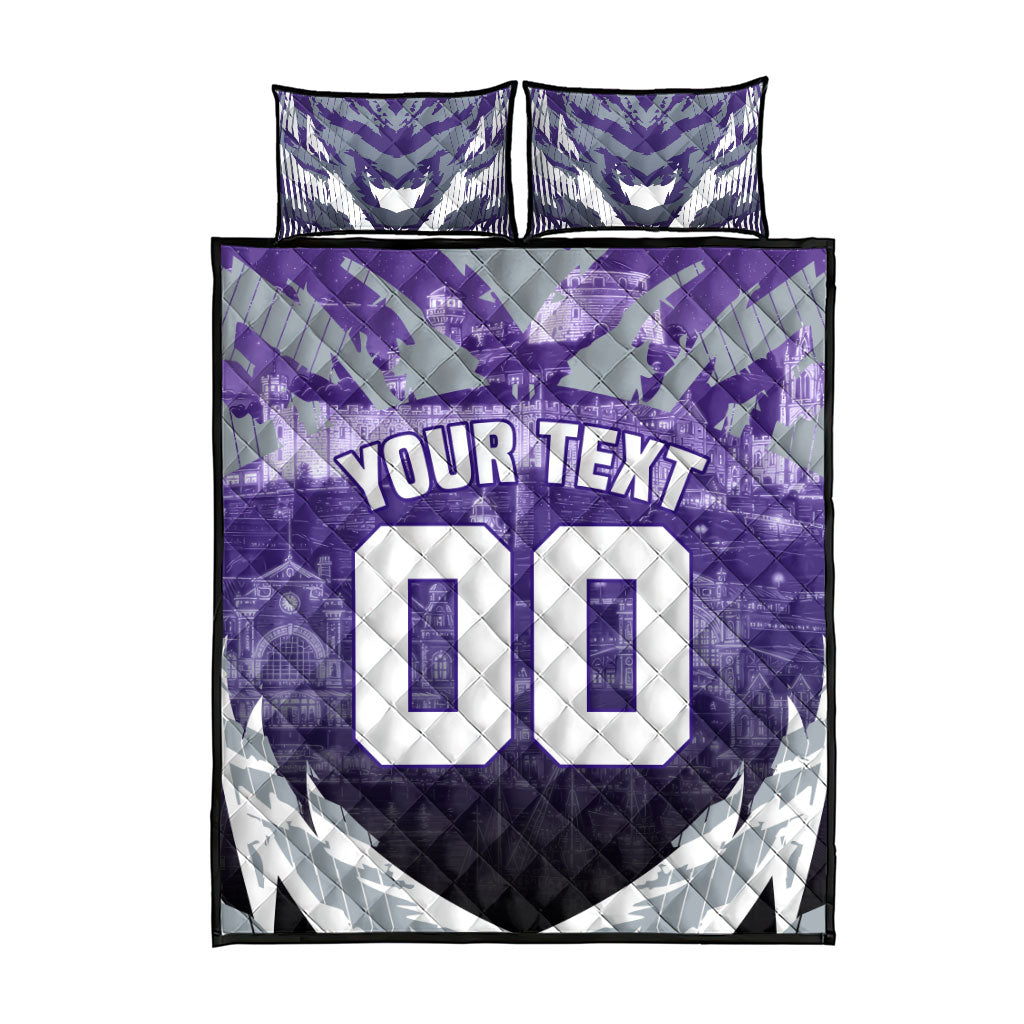 Personalised Fremantle Dockers Football Quilt Bed Set Anime Warrior Manga Style Lightning Bolt Cityscape