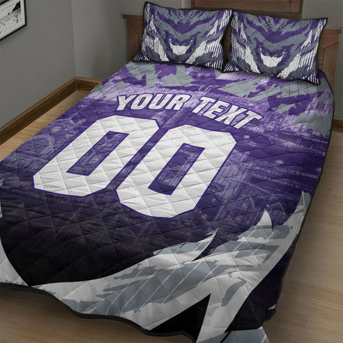 Personalised Fremantle Dockers Football Quilt Bed Set Anime Warrior Manga Style Lightning Bolt Cityscape