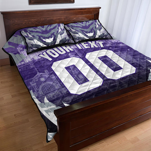 Personalised Fremantle Dockers Football Quilt Bed Set Anime Warrior Manga Style Lightning Bolt Cityscape