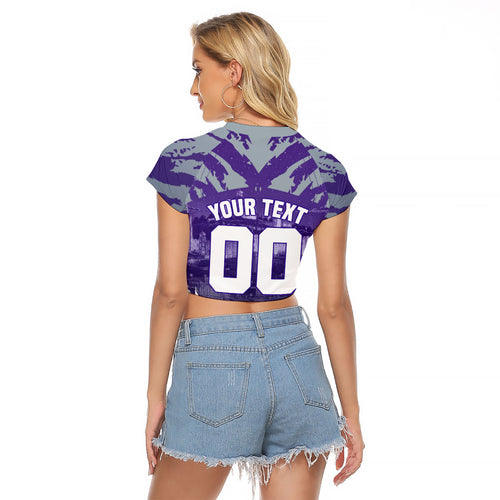 Personalised Fremantle Dockers Football Raglan Cropped T Shirt Anime Warrior Manga Style Lightning Bolt Cityscape